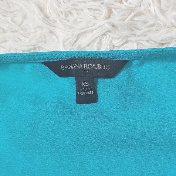 🔴MOVING SALE!🌤️Banana Republic XS, Turquoise Tie Shoulder Wrap Dress - Picture 8 of 9